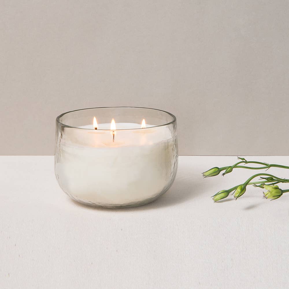 Pebbled Glass Candle Bowl | 3 Wick