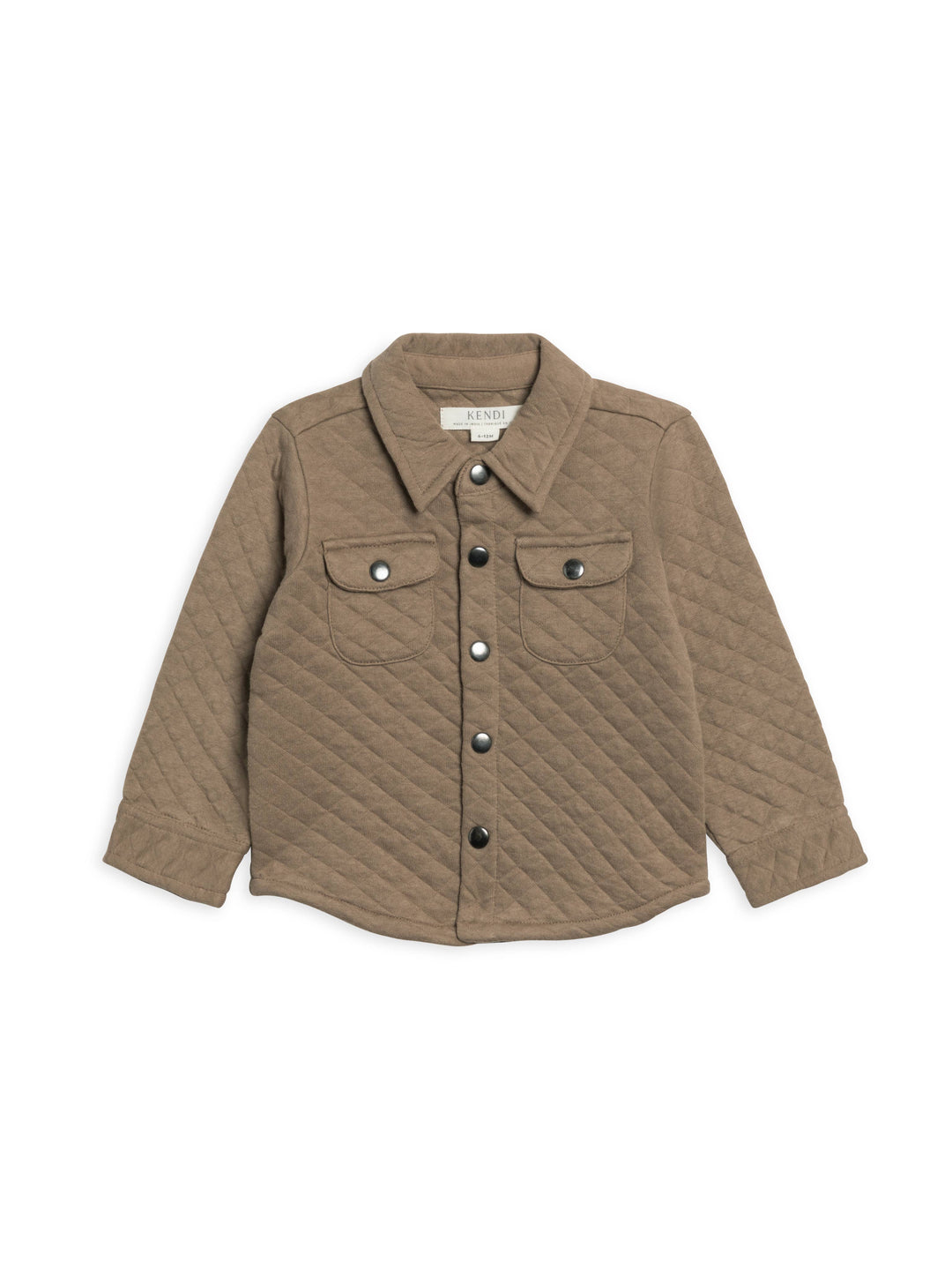 Quilted Jacquard Collared Shirt | Taupe