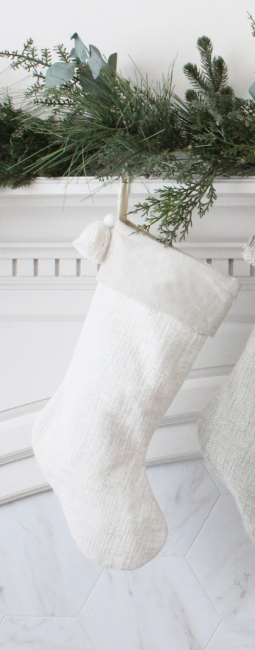 Hand Woven Tassel Stocking - Ivory