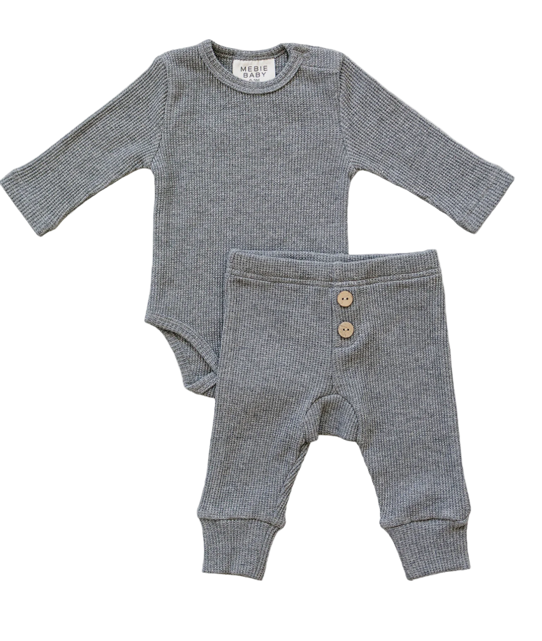 Charcoal Bodysuit Waffle Set
