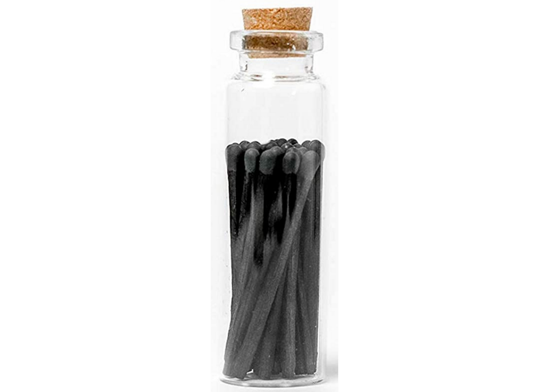 Black Decorative Matches In Clear Jar