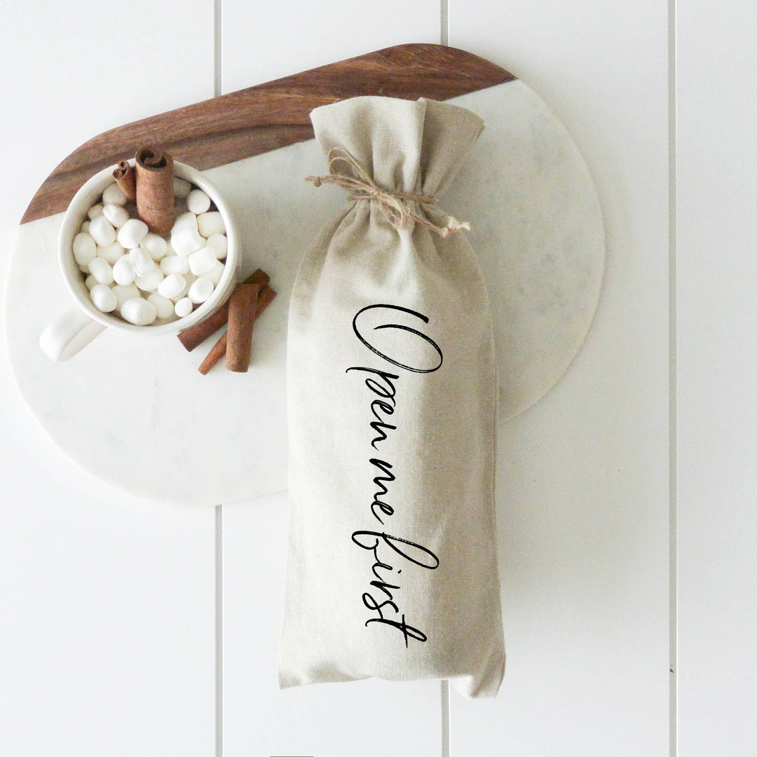 'Open Me First' Wine Bag