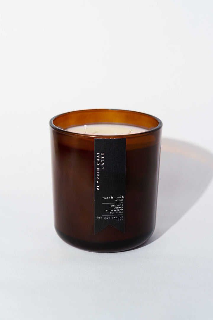 Pumpkin Chai Latte - Amber Double Wick - Soy Wax Candle