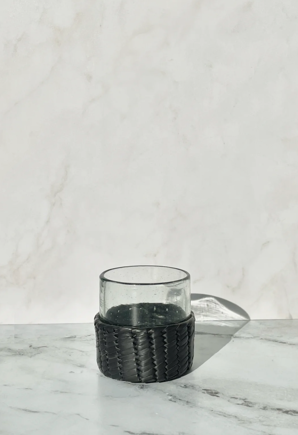 Estelle Handblown Glass with Palm Holder - Black