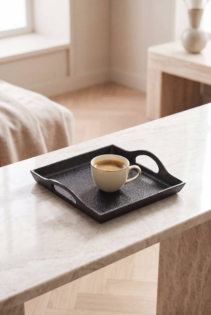 Rough Black Small Serving Tray