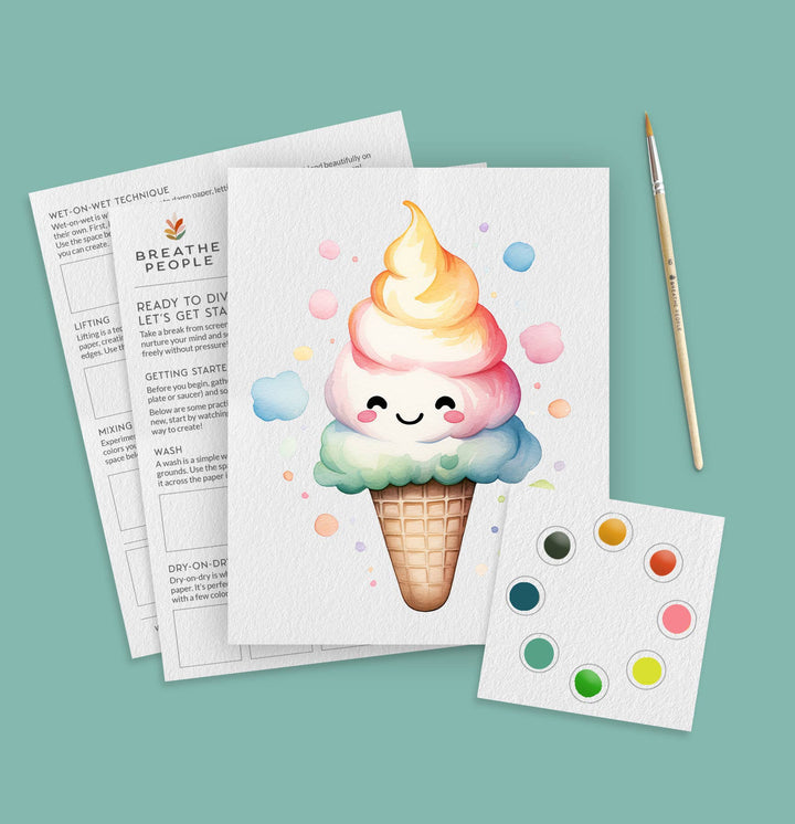 Kids Watercolor Paint Kit | Happy Ice Cream Cone