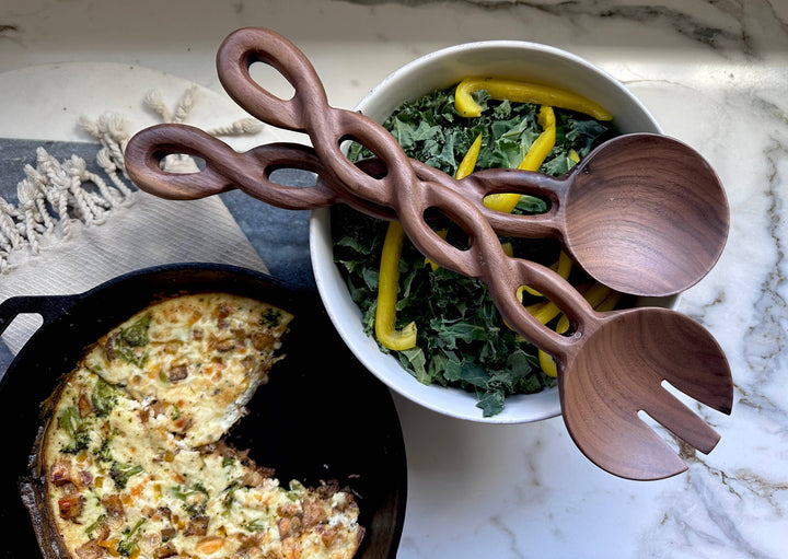 Walnut Wood Salad Server Set