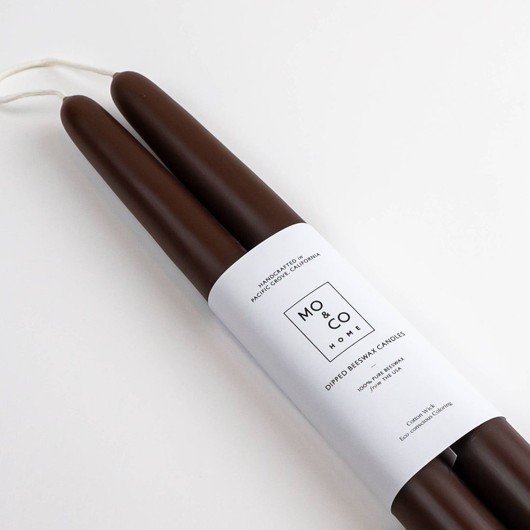 Chestnut | Dipped Beeswax Taper Candles Pair| All Natural 10 Inch