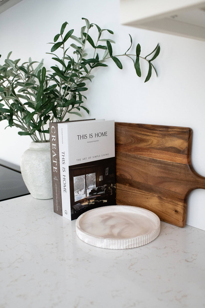 Fluted Round Tray | Mocha or Limestone