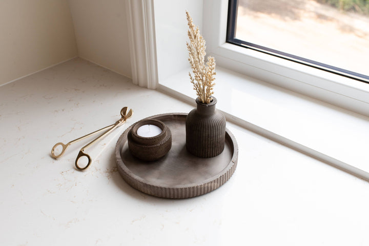 Fluted Round Tray | Mocha or Limestone