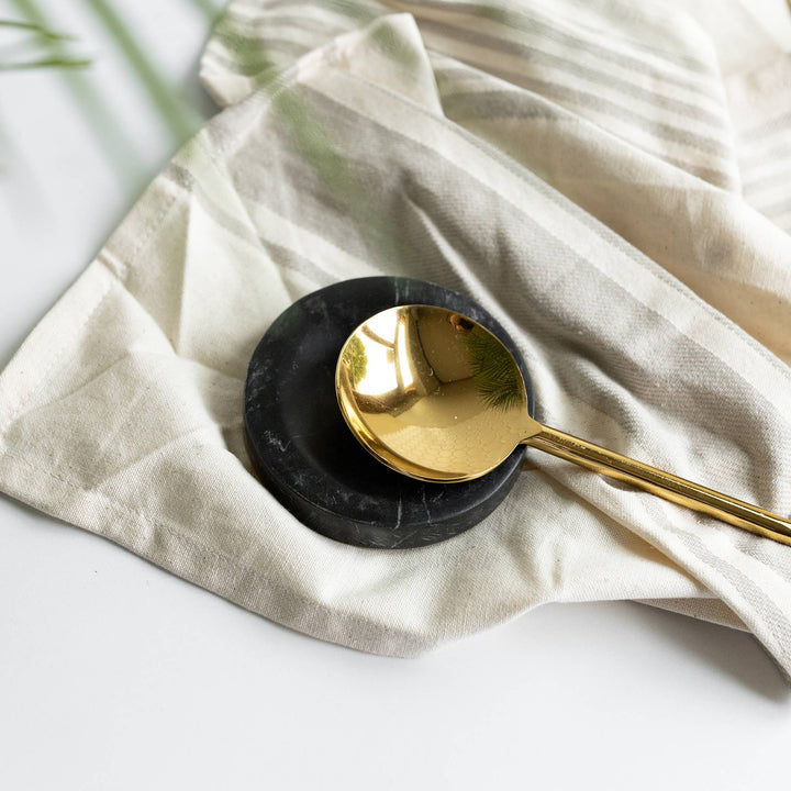 Marble Round Spoon Rest | Black