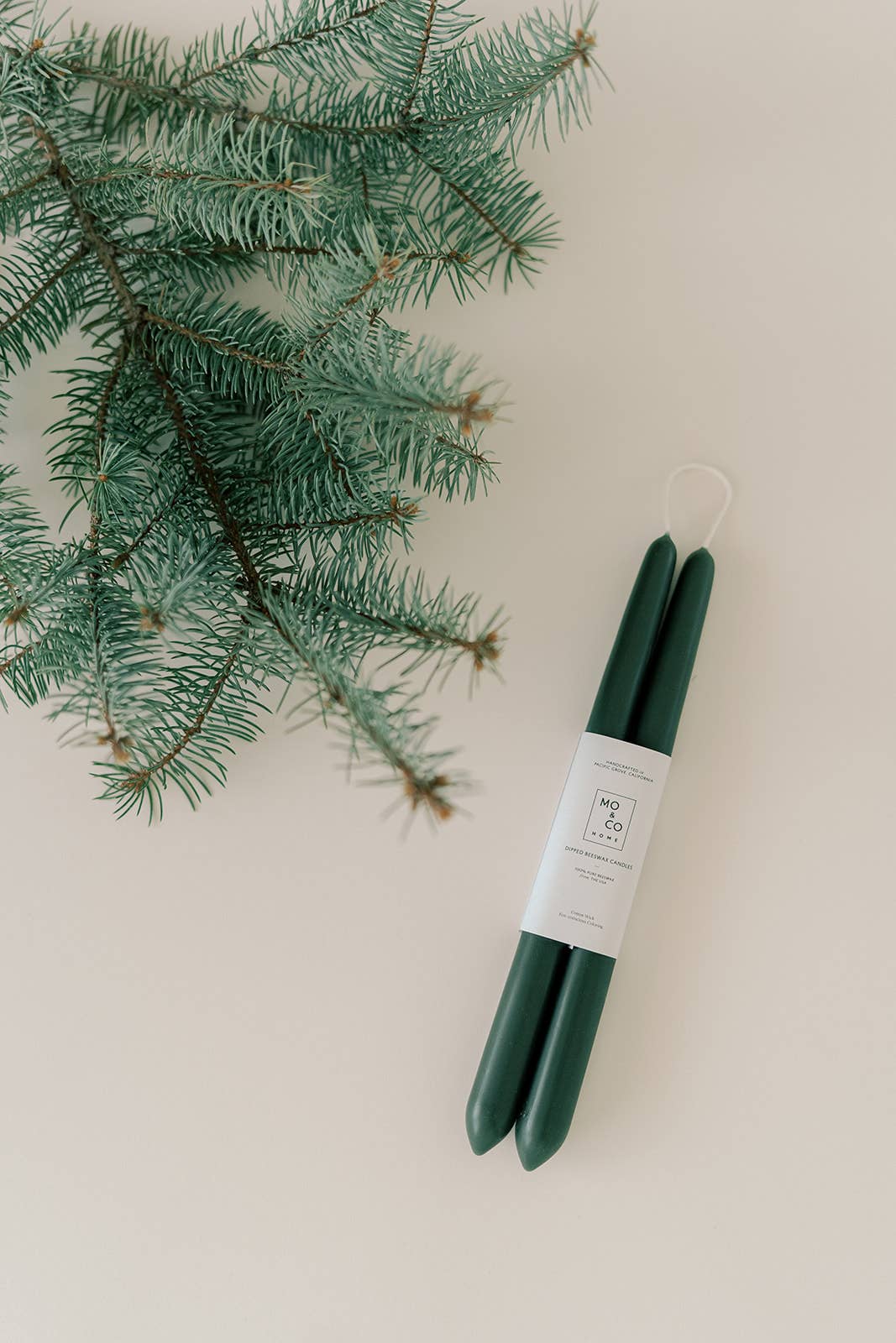 Forest Green | Dipped Beeswax Taper Candles | 10Inch