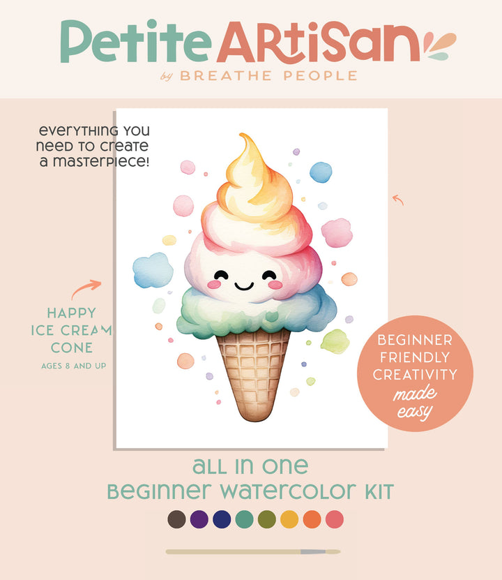 Kids Watercolor Paint Kit | Happy Ice Cream Cone