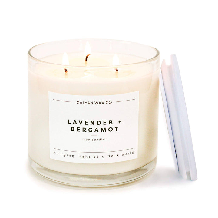 Lavender + Bergamot - 3 Wick Clear Glass Tumbler Soy Candle