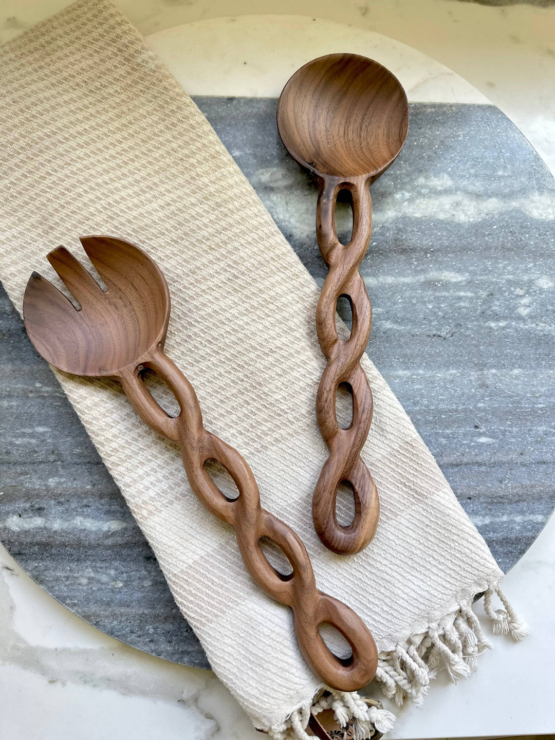 Walnut Wood Salad Server Set