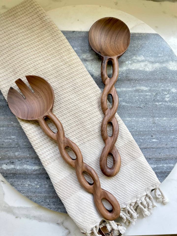 Walnut Wood Salad Server Set