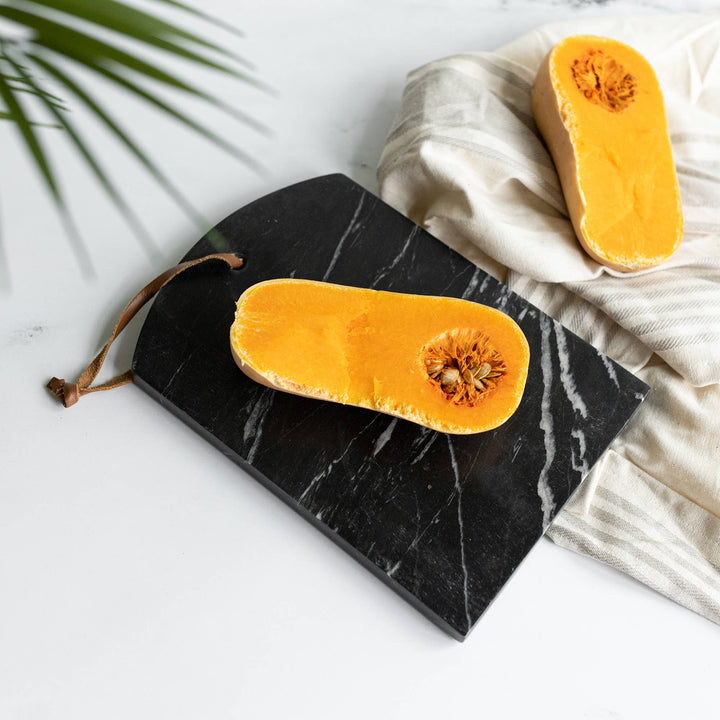 Black Marble & Leather Serving Board