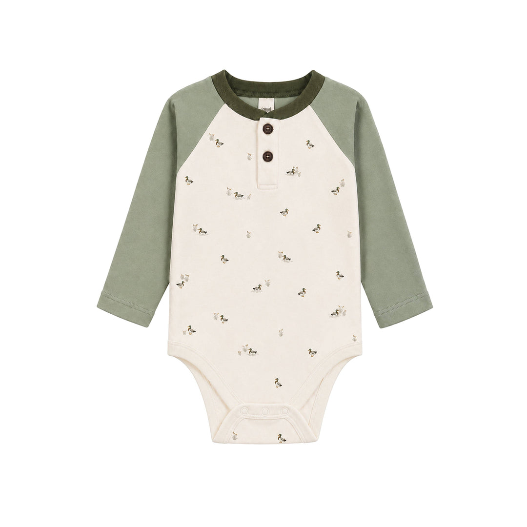 Raglan Henley Bodysuit | Mallard