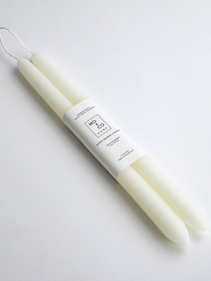 Natural White | Dipped Beeswax Taper Candles | 14Inch