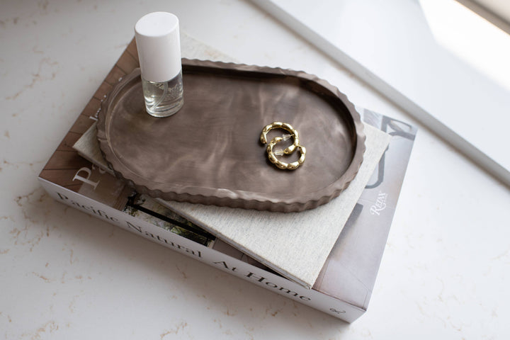 Fluted Mocha Oval Tray