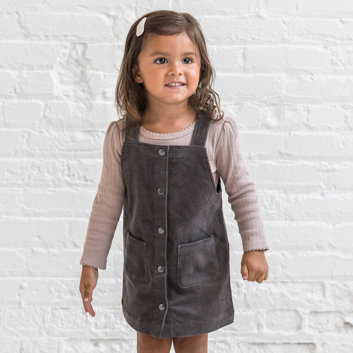 Corduroy Jumper Dress - Dark Brown