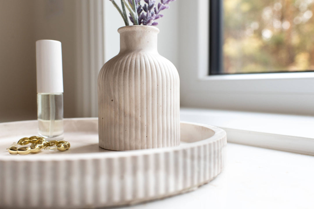 Fluted Round Tray | Mocha or Limestone