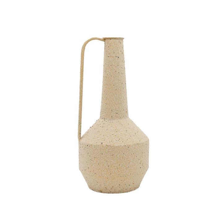 Textured Pitcher Vase With Handle | Beige