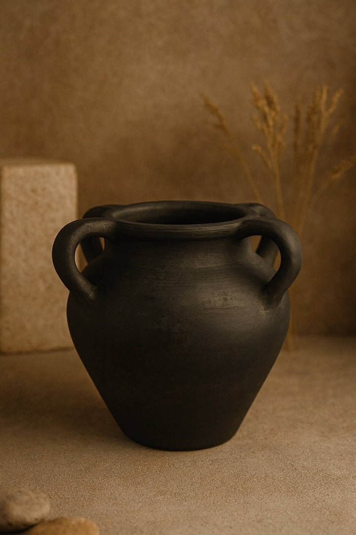 Smooth Terracotta Vase | Burnt Black