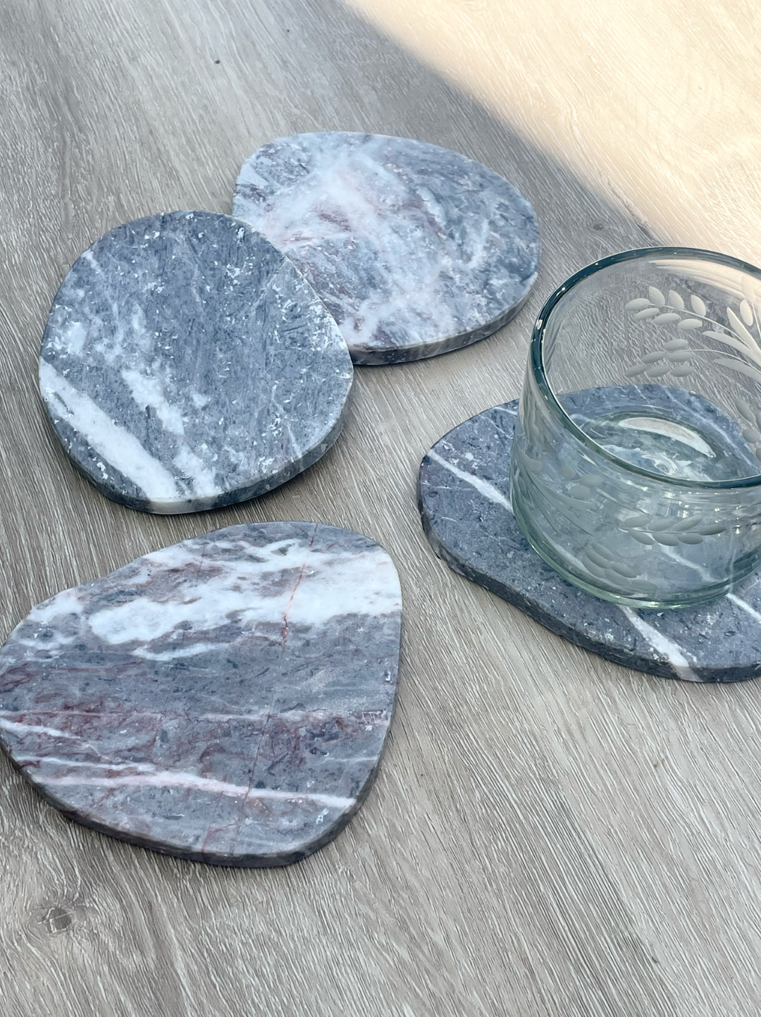 Organic Marble Coaster- Set of 4