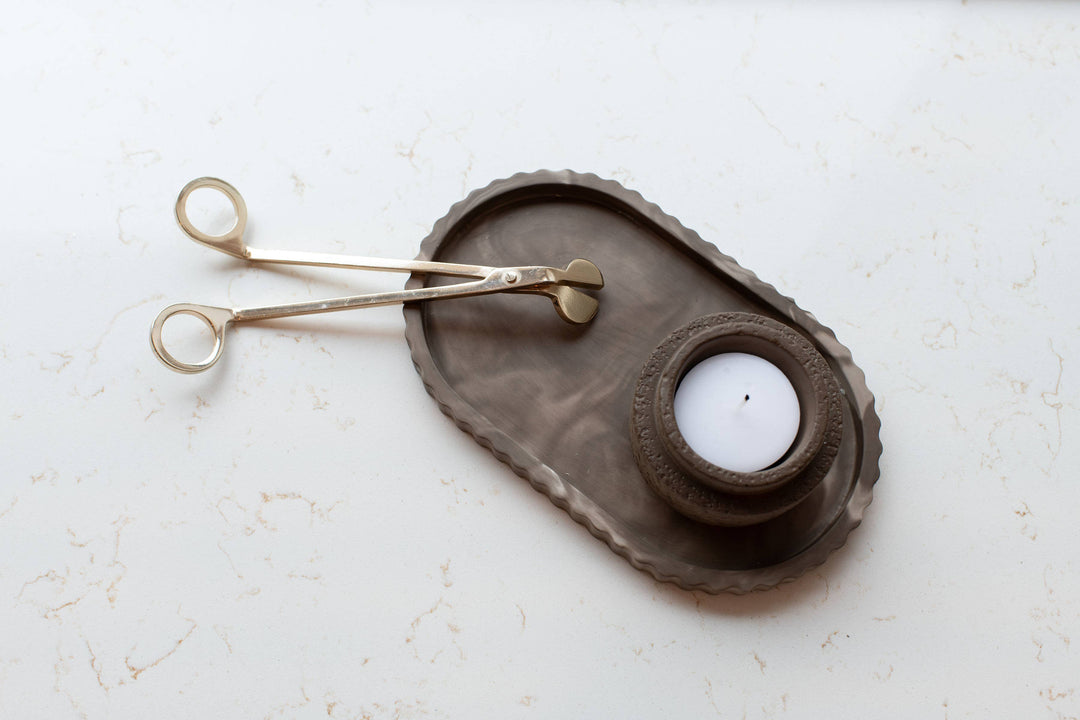 Fluted Mocha Oval Tray