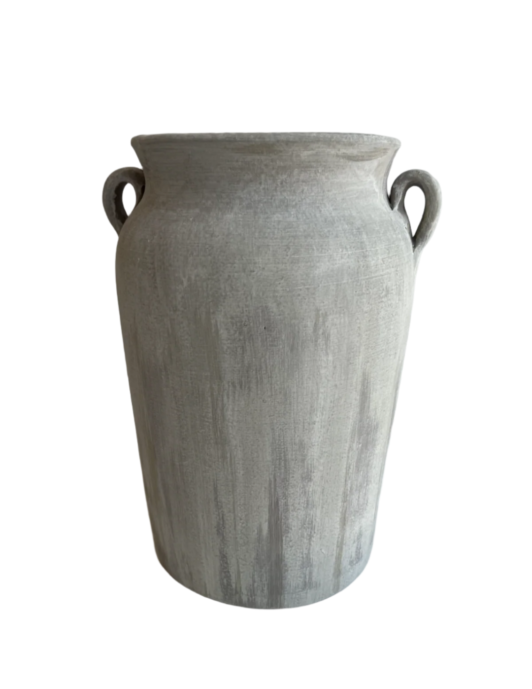 Tall Grey Toned Wide Vase With Handles
