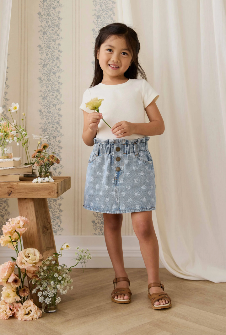 Floral Denim Skirt