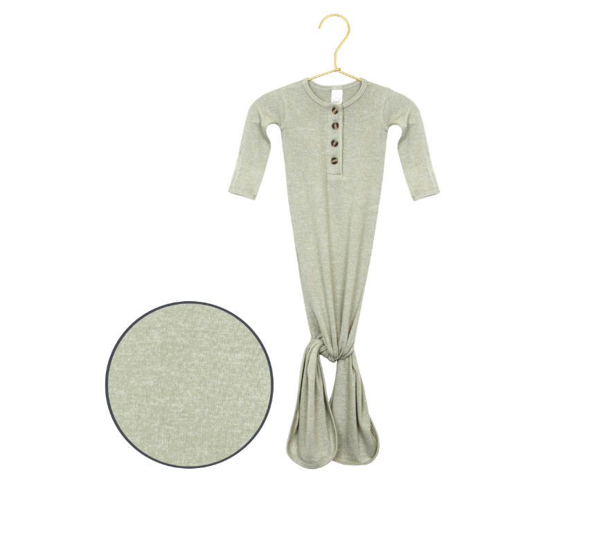 Sage Green Plush Knit Knotted Gown