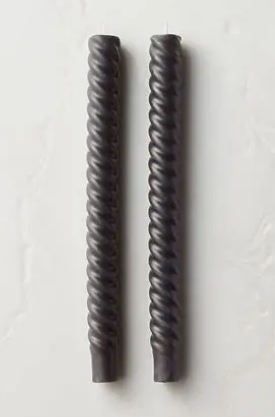 Twisted Taper Candles/Black 10 Inch