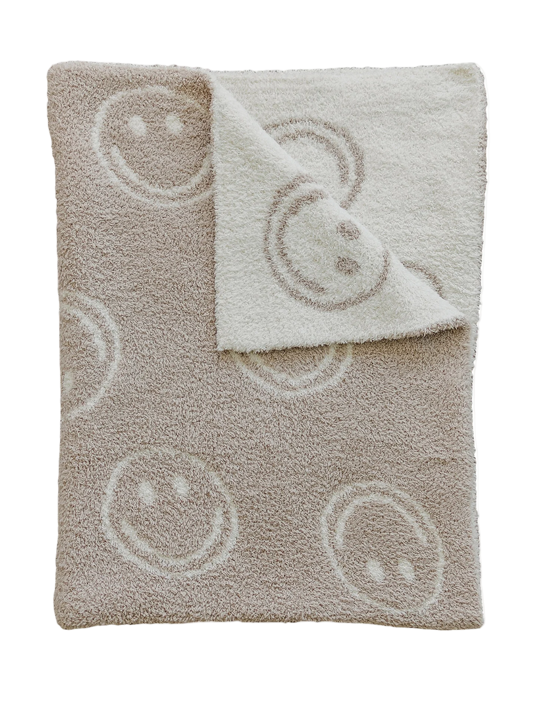 Smiley Taupe Plush Blanket