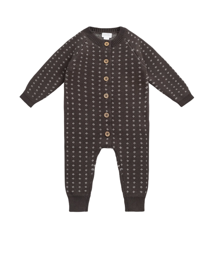 Knitted Diamonds One-Piece | Coffee Brown