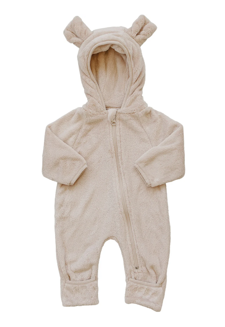Fleece Bear Hooded Zip-Up | Tan