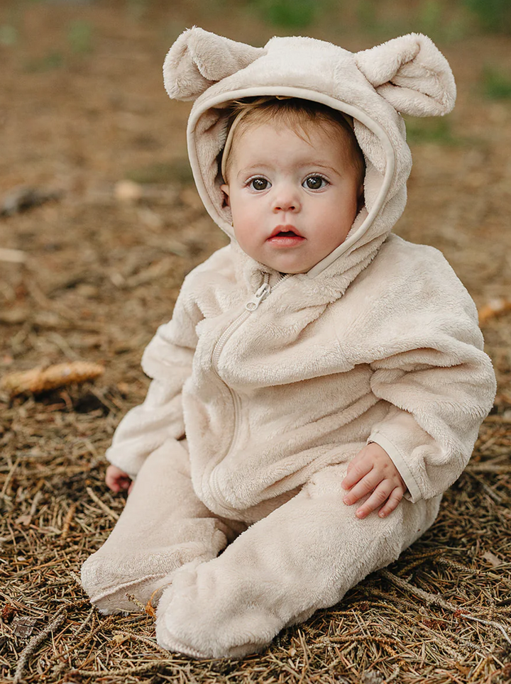 Fleece Bear Hooded Zip-Up | Tan