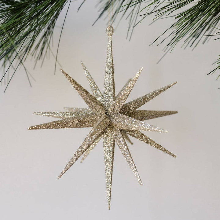 Gold Glitter Starburst Ornament | Large