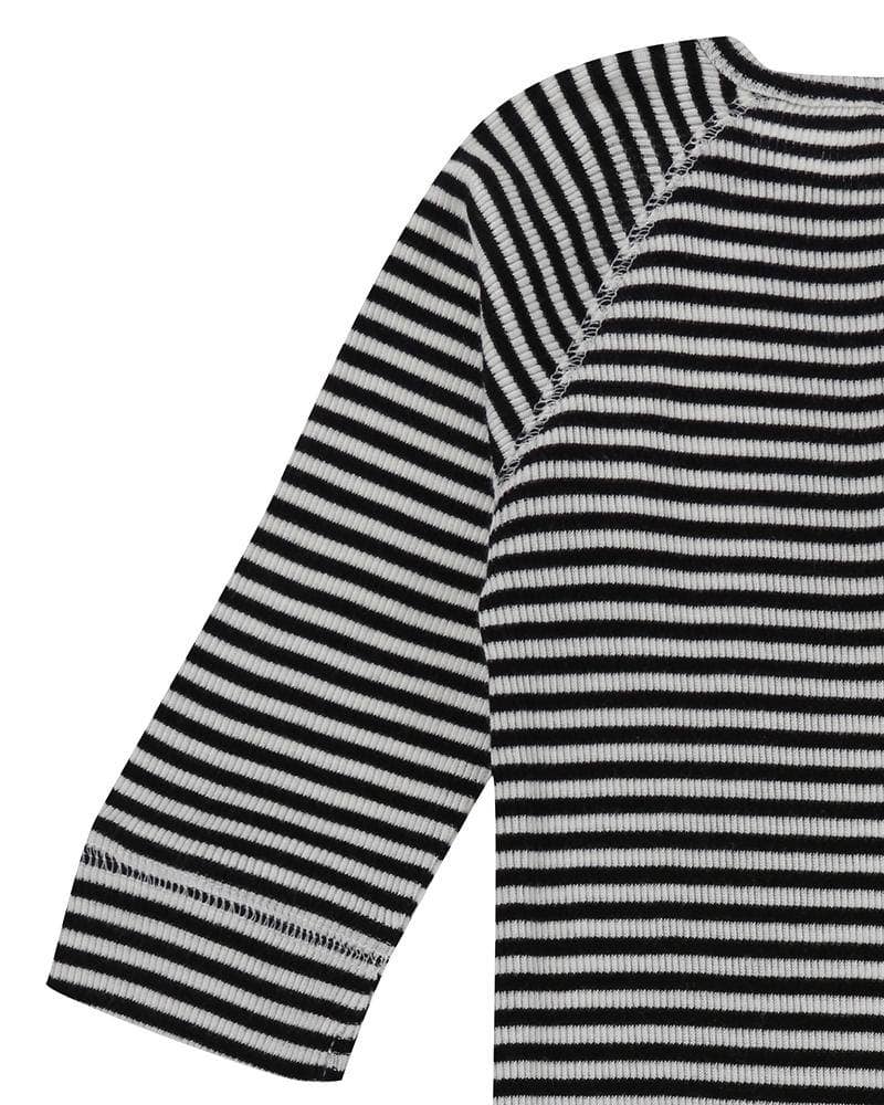 Stripe Ribbed Playsuit | Black & White