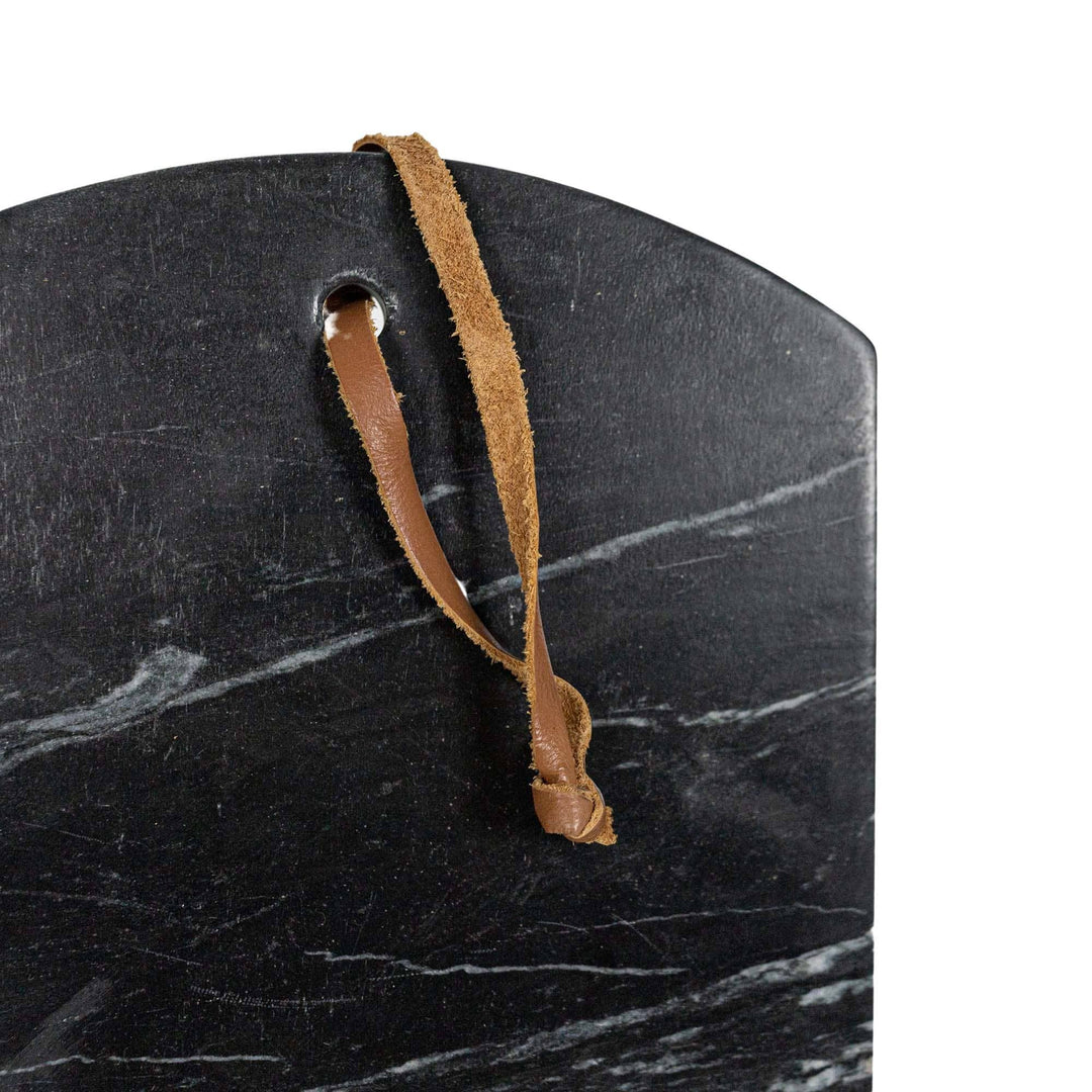 Black Marble & Leather Serving Board