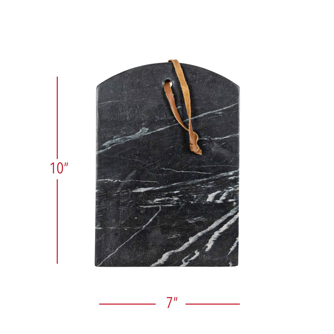 Black Marble & Leather Serving Board