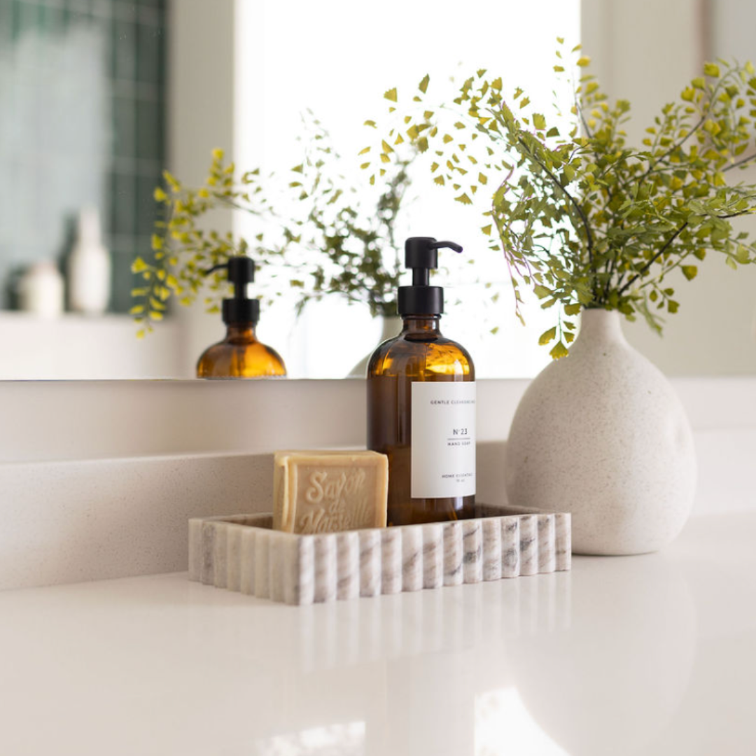 Scalloped Marble Bridge Tray | Beige