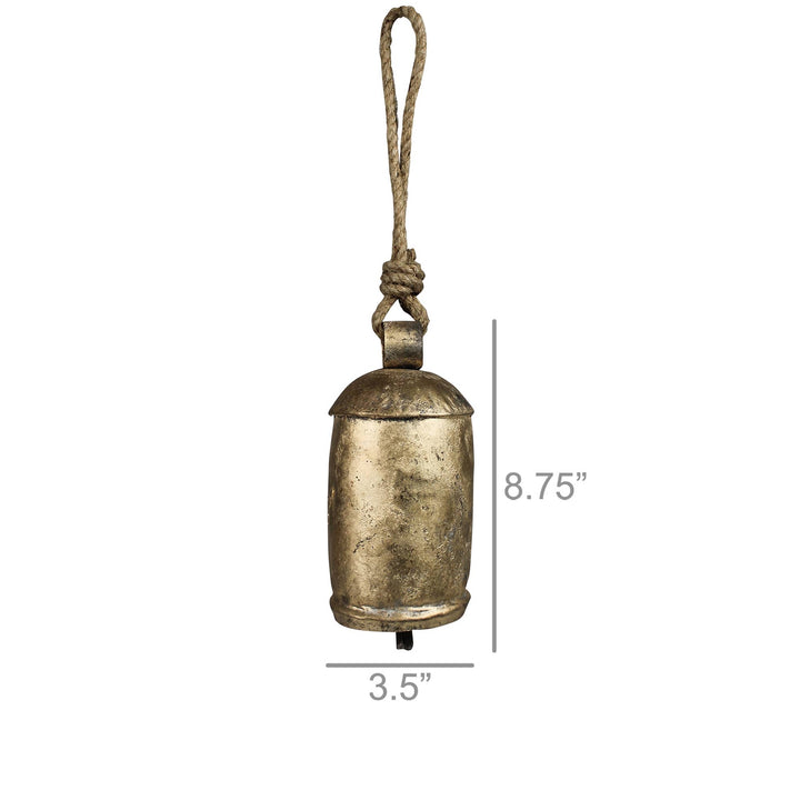 Chauk Bell with Rope Hanger, Brass - Lrg