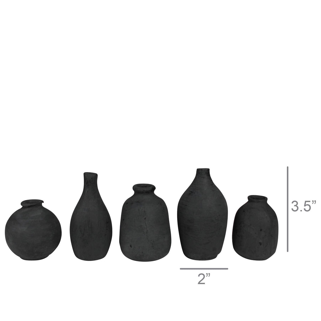 Terra Cotta Vessels, Black - Set/5