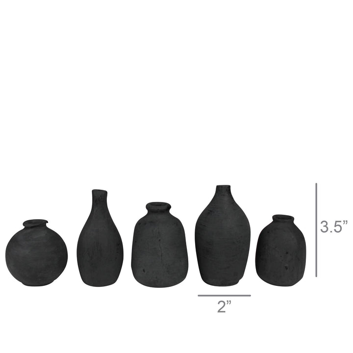 Terra Cotta Vessels, Black - Set/5