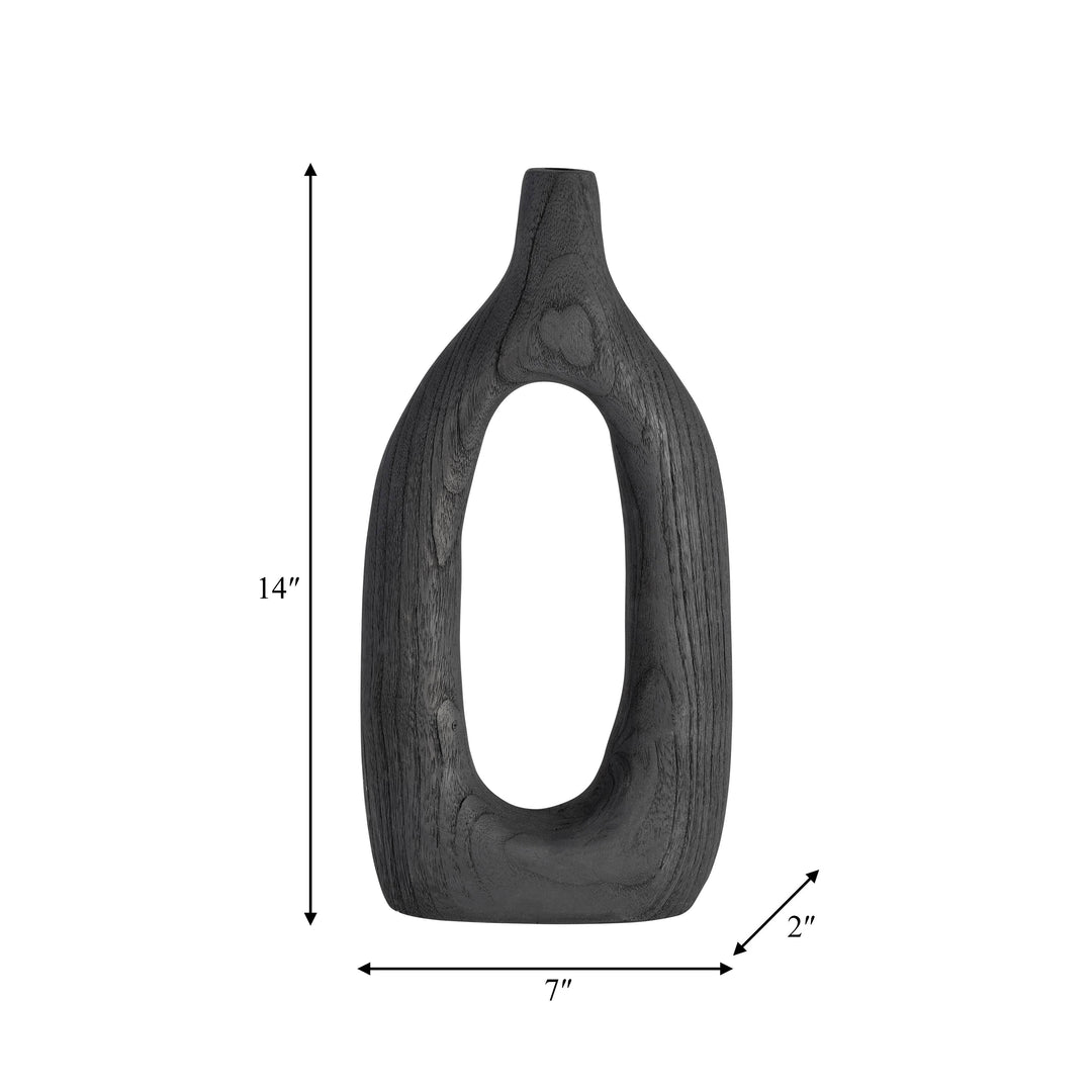 Wood Cut-Out Vase | Black