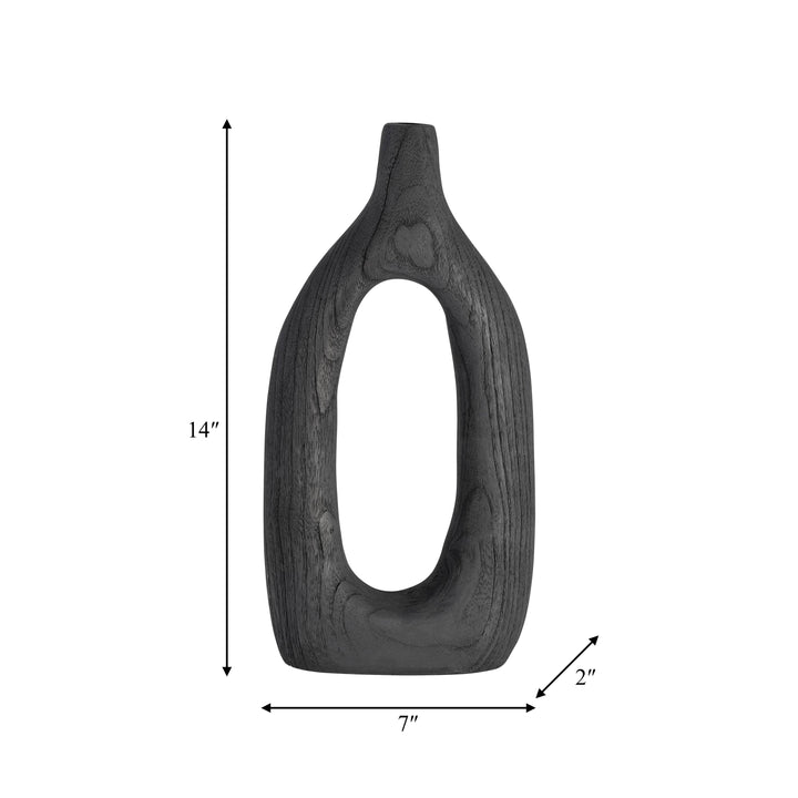 Wood Cut-Out Vase | Black