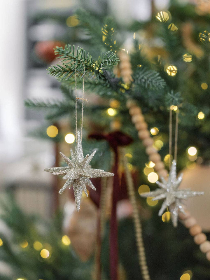 Gold Glitter Starburst Ornament | Small