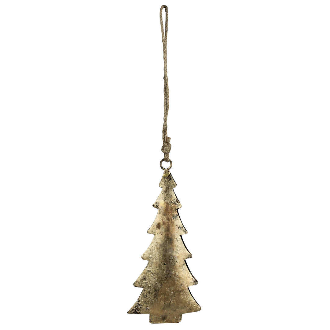 Christmas Tree, Antique Brass.  8” rope hanger